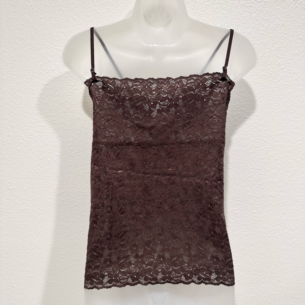 NEW brown beige lace sleeveless camisole tank top blouse shirt - Picture 2 of 6